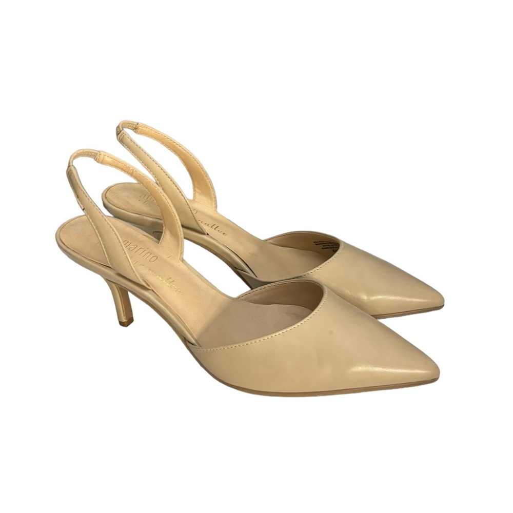 Bettye Muller nude pointed toe sling back dressy formal high heel shoe 8 1/2